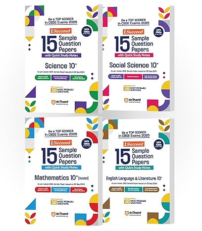 CBSE i-Succeed Sample Question Papers for Class 10th | Science, Social Science, Mathematics (Standard) & English Language and Literature | Set of 4 books